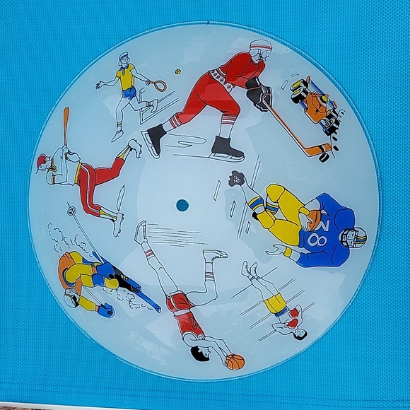 Vintage Sports Themed 15" Glass Ceiling Light Shade. Great Condition - Picture 13 of 16